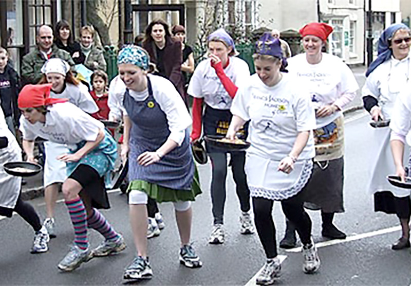 Pancake race in Olney, Buckinghamshire